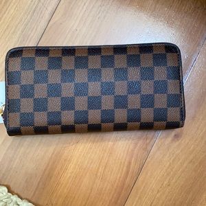 Dark brown checkered wallet